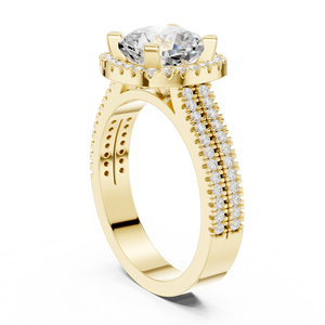 Anillo de Compromiso Clásico de Oro Amarillo de 14K con Corte Cojín de 2.5 CT, Diamante Cultivado en Laboratorio con Certificado IGI, Regalos de Aniversario y Boda - Product Image 3
