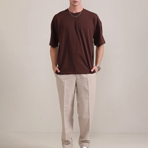 T-shirts pour hommes Streetwear, Oversize, Grandes tailles, Grammage lourd, Col montant uni, style Ringer - Product Image 4