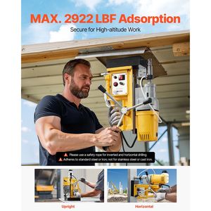 Trapano Magnetico Portatile Elettrico 1400W, 2 Diametri di Foratura, 2922 Lbf, 0-750 RPM, Velocità Variabile, Utensile 2-in-1 - Product Image 5