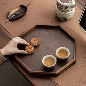 Bandeja de Servir de Madera Geométrica Moderna, Bandeja Decorativa Octogonal para Mesa de Centro, Decoración del Hogar y Hostelería - Product Image 4