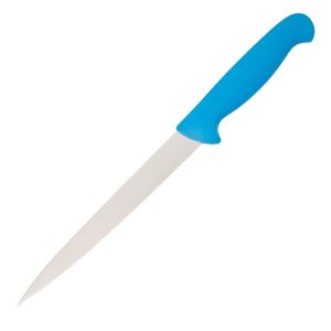 Cuchillos de Cocina de Hoja Estrecha con Mango Azul y Protector de Dedos Contorneado para Cortar Carne, Porciones y Preparar Comidas - Product Image 4