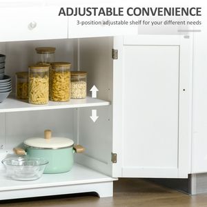 Mobiletto da Cucina in Legno Massello con Ripiano Regolabile e 2 Cassetti, Credenza da Terra per Villa, Sala da Pranzo, Soggiorno, Corridoio - Product Image 5