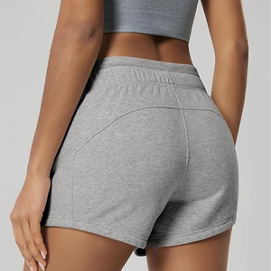 Shorts de sport en coton personnalisés pour femmes avec poches |   Shorts de sport taille haute avec cordon de serrage, pour le sport et la détente, fournisseur en gros OEM - Product Image 2