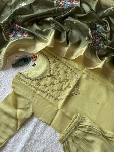 Premium Exclusive Collection Festive Ethnic Clothing & Accessories Cotton <b>Silk</b> <b>Fabric</b> Kurti With Pant for Girls Office Wear Suit - Product Image 5