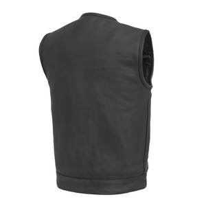 Chaleco de Motociclista de Cuero Negro Premium para Hombre, Chaqueta sin Mangas de Cuero Genuino con Cierre Oculto - Product Image 2