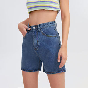 Shorts de Mezclilla Rectos de Cintura Alta, Estilo Americano, Casuales para Mujer, con un Corte Moderno - Product Image 4
