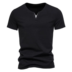 Camisetas de Cuello en V Ajustadas para Hombre, Nueva Colección 2024, Camisetas de Verano de Color Sólido para Hombre, Camisetas de Algodón Lisas para Hombre, Tallas Grandes - Product Image 1