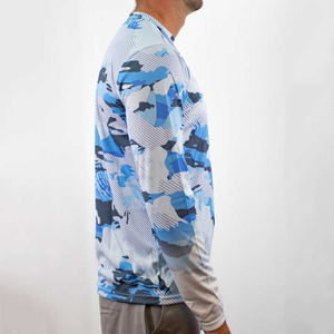 T-shirt à manches longues personnalisé à séchage rapide, en polyester uni, pour la pêche en plein air, pour hommes - Product Image 5