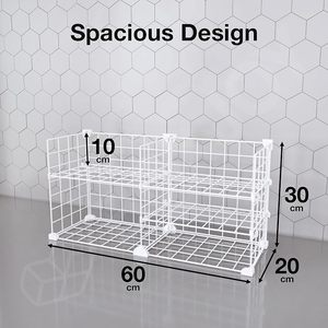 Étagère de rangement de cuisine à 2 niveaux en fil blanc, support de comptoir, organisateur d'épices, étagère multifonctionnelle - Product Image 2