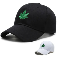 Gorra de Béisbol Blanca y Negra con Bordado de Hoja Verde, Ajustable, Unisex, de 6 Paneles, Informal, para Adultos, 100% Poliéster Twill