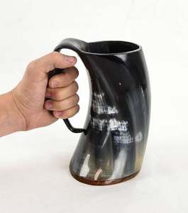 Taza de Cuerno de Búfalo Hecha a Mano, Diseño Ovalado Tallado con Motivos Animales, Duradera, Artesanía Natural, Artículo Coleccionable - Product Image 6