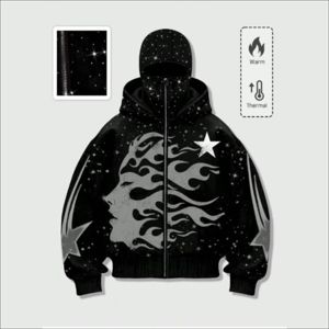 OEM ODM Sweat à capuche zippé surdimensionné pour homme, grammage lourd, avec impression en relief et broderie, anti-boulochage, style streetwear hip-hop, en coton pour l'automne - Product Image 1
