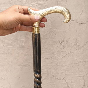 Handmade Antique Carved Wooden <b>Walking</b> <b>Stick</b> <b>Folding</b> Dismantle Cane Brass Handle Twist Grip Nautical Style for Gift Use - Product Image 3