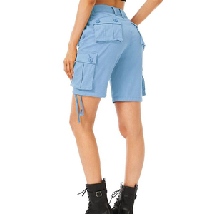 New Fashion <b>Knee</b> <b>Length</b> <b>Women</b> <b>Cargo</b> <b>Shorts</b> 100% Cotton Solid Color High Waist Button Fly Casual Tactical Summer <b>Cargo</b> <b>Shorts</b> - Product Image 3