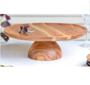 2026 Unique Cup Cake Server Birthday Cake Sweet Server Dark Finishing Tableware Accessories 2 Tier Wood and Metal Cake <b>Tool</b> - Product Image 3