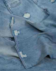 Jean en denim délavé pour homme, coupe droite, style vintage décontracté, bleu, coupe ample, streetwear, vente en gros - Product Image 4