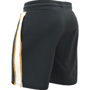 Shorts de bain noirs pour hommes avec bande latérale blanche et dorée, taille mi-haute, cordon de serrage, séchage rapide, décontractés et sportifs - Product Image 2