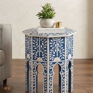 Bone Inlay <b>Storage</b> Nightstand Side <b>Table</b> Irregular Bedside <b>End</b> <b>Table</b> Modern Luxury Farmhouse Bedroom Accent Furniture - Product Image 3
