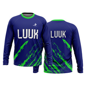 Chemises à manches longues à col rond pour hommes, personnalisées, 100% polyester, respirantes, antibactériennes, coupe classique, pour la salle de sport et le yoga en plein air - Product Image 3