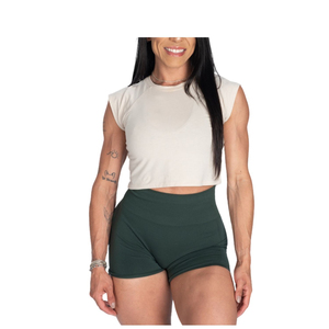 Women 100% Cotton Knitted Solid Color Halter Neck Crop Tank <b>Top</b> Hip Hop Style Tassel & Lace Green - Product Image 1
