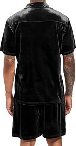 Conjunto Deportivo RABUSH para Hombre, Verano, Transpirable, 2 Piezas, 100% Lana Velour, Camiseta de Manga Corta Ajustada y Pantalones Cortos, Ropa de Gimnasio - Product Image 2