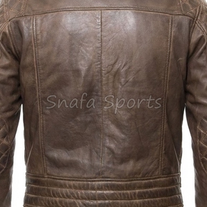 Veste en cuir pour homme, coupe ajustée, style motard, qualité supérieure, tenue d'hiver, design streetwear moderne - Product Image 5