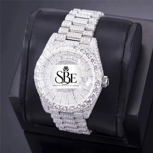 Reloj de Hombre SHREE BALMUKUND ENTERPRISE con Movimiento de Cuarzo, Cristal de Zafiro, Esfera de Acero Inoxidable, Caja Cuadrada, Totalmente Adornado - Product Image 3