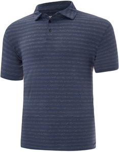 Polo en tricot rayé pour homme, manches courtes, coupe classique, bleu à motifs - Product Image 1