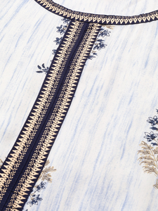 Kurta Anarkali blanche tie-dye à motifs floraux en viscose et rayonne, grande taille pour femme, col rond, manches trois quarts, vente en gros, tenue confortable - Product Image 2