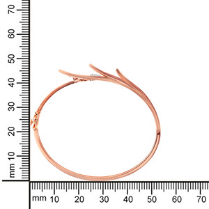 Elegant Rose Gold 18K <b>Bangle</b> <b>Bracelet</b> Women Leaf-Inspired Openwork Design Sparkling Cluster Center Lab Grown Brilliant Diamond - Product Image 4