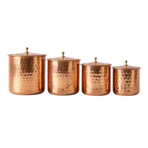 Wholesale Handcrafted Copper Airtight Tea Coffee Sugar <b>Canister</b> <b>Set</b> Flip Top Lid Handle Modern Kitchen Storage Jar for Gifting - Product Image 5