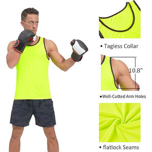 Men's <b>Neon</b> <b>Green</b> Solid Color Quick Dry Tank <b>Top</b> O-Neck Knitted Polyester Casual Sportswear - Product Image 4
