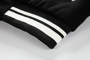 High Quality Custom Wool Men's Baseball Letterman Varsity <b>Jacket</b> with <b>Leather</b> Sleeves & Embroidered Patches - Product Image 5