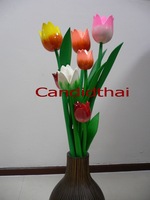 Tulip Play Sound, décoration d'intérieur en bois d'acacia fait main, style ROMANTIQUE, technique polie, longueur 37 cm, léger, fabriqué en Thaïlande, cadeau, 0,05 kg