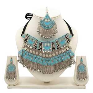 Parures de bijoux afghans Kuchi artisanaux de qualité supérieure, collier ras-de-cou et boucles d'oreilles, pour femmes, disponibles à la vente - Product Image 1