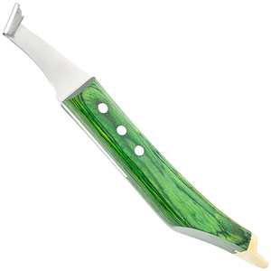 Couteau à sabots de cheval ergonomique avec manche en bois vert, nouveau design, outil de coupe et de nettoyage pour fermeurs, avec lame en acier inoxydable durable - Product Image 1