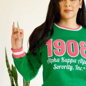 เสื้อสเวตเชิ้ตสีเขียวลายทาง ปี 1908 ผ้าเชนิลล์ คอกลม แขนยาว เนื้อผ้านุ่ม แฟชั่นลำลองสำหรับผู้หญิง เสื้อผ้าสำหรับชมรม - Product Image 2