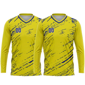 เสื้อยืดคอกว้าง แขนยาว ผู้ชาย โพลีเอสเตอร์ ลายพิมพ์ซับลิเมชั่น แห้งเร็ว เป็นมิตรกับสิ่งแวดล้อม สีเหลือง สำหรับผู้ใหญ่ ฤดูร้อน - Product Image 2