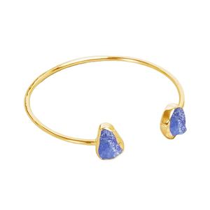Bracelet manchette en Tanzanite naturelle brute en argent sterling 925 plaqué or |   Bracelet ajustable avec pierre de naissance de décembre - Product Image 1