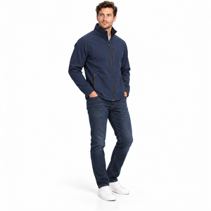 Veste Softshell Homme Bleu Marine à Capuche Coupe-Vent avec Fermeture Éclair Intégrale, Vêtement Décontracté d'Extérieur, Manteau d'Hiver à Col Montant 2026 - Product Image 3