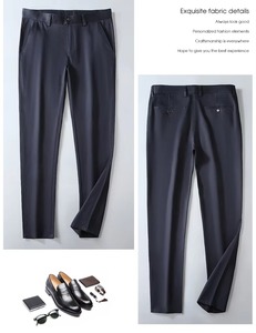 Men's Casual Lightweight <b>Summer</b> <b>Trousers</b> Soft Breathable Mid Waist Zipper Fly Plain Dyed Worsted Anti-Pilling Spandex/Polyester - Product Image 2