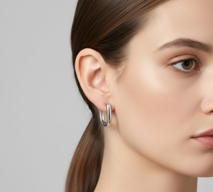 Pendientes de Aro Ovalados Modernos de Plata de Ley 925 con Baño de Oro de 18K, Diseño Geométrico Minimalista para Mujer, Uso Diario, Regalo para Fiestas - Product Image 4