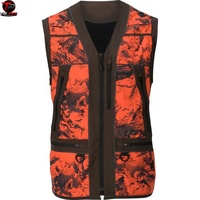 Gilet de chasse pour homme, imprimé camouflage orange, sans manches, col en V, multi-poches, softshell respirant, sécurité en plein air, été, TriPro