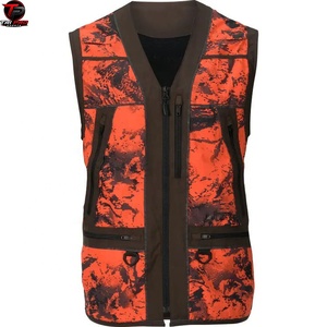 Gilet de chasse pour homme, imprimé camouflage orange, sans manches, col en V, multi-poches, softshell respirant, sécurité en plein air, été - Product Image 5
