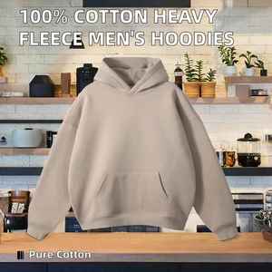 Sudaderas con capucha para hombre, 100% algodón, gruesas, de forro polar, extragrandes, con diseño sólido, tejido de punto, personalizadas. - Product Image 3