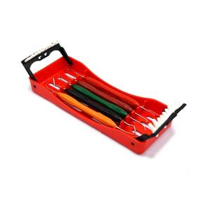 Kit d'instruments dentaires manuels pour composite, 5 instruments à manche en silicone LM, cassette de stérilisation, kit de restauration double extrémité - Product Image 1