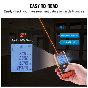 Misuratore di distanza Laser con precisione da 229 piedi Misuratore di distanza a 99 gruppi di stoccaggio pitagorico modalità 2 ''schermo LCD retroilluminato misuratore Laser misura l'area di distanza - Product Image 5