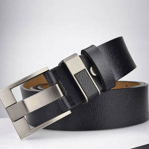 Ceinture en cuir véritable KIVOTECH personnalisable, cuir de vache noir, boucle rectangulaire en acier, style formel, ceinture pour homme durable - Product Image 3