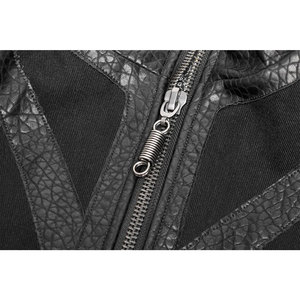 Men's <b>Gothic</b> Steampunk Waistcoat Vest Punk-Style Sleeveless <b>Jacket</b> Black Twill Cotton Faux Leather Panels Zipper Fastening - Product Image 6