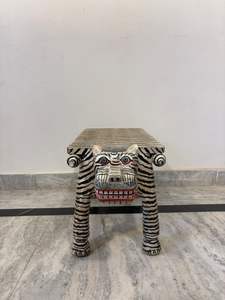 Table basse en bois artisanale en forme d'animal, motif tigre, peinte à la main, table d'appoint décorative, meuble pour salon - Product Image 3